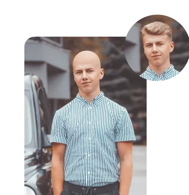 featureTry our bald filter and look like your favorite actor for free